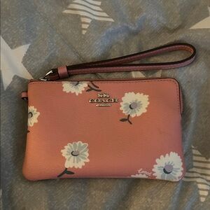 Coach Pink Wristlet with Floral Design